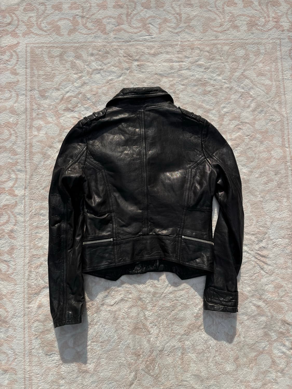 BUCKAROO y2k 리얼레더 크롭 더블라이더자켓 상품이미지6