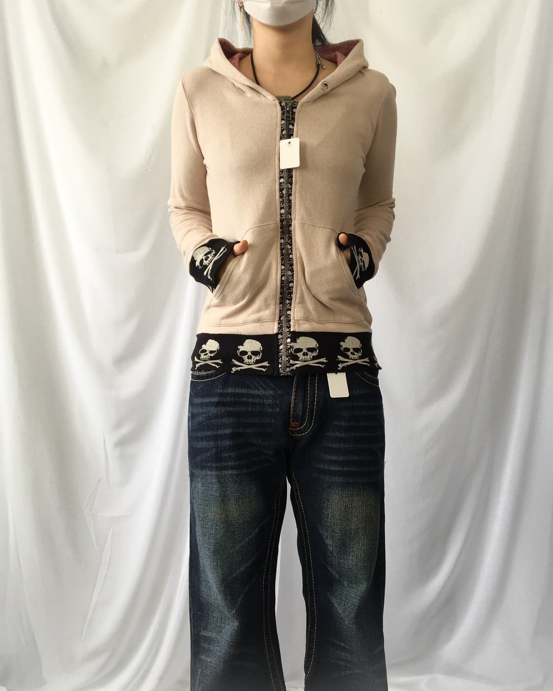 Skull trimming hood zip up 상품이미지7