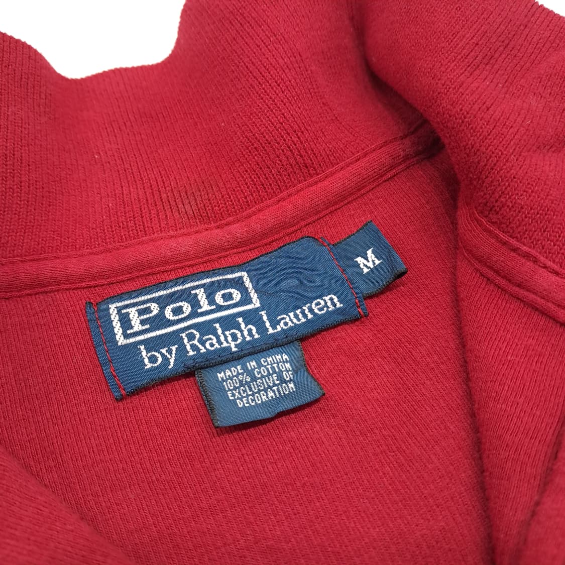 CN793 M 폴로 랄프로렌 레드 하프집업 긴팔 니트 스웨터 상품이미지4
