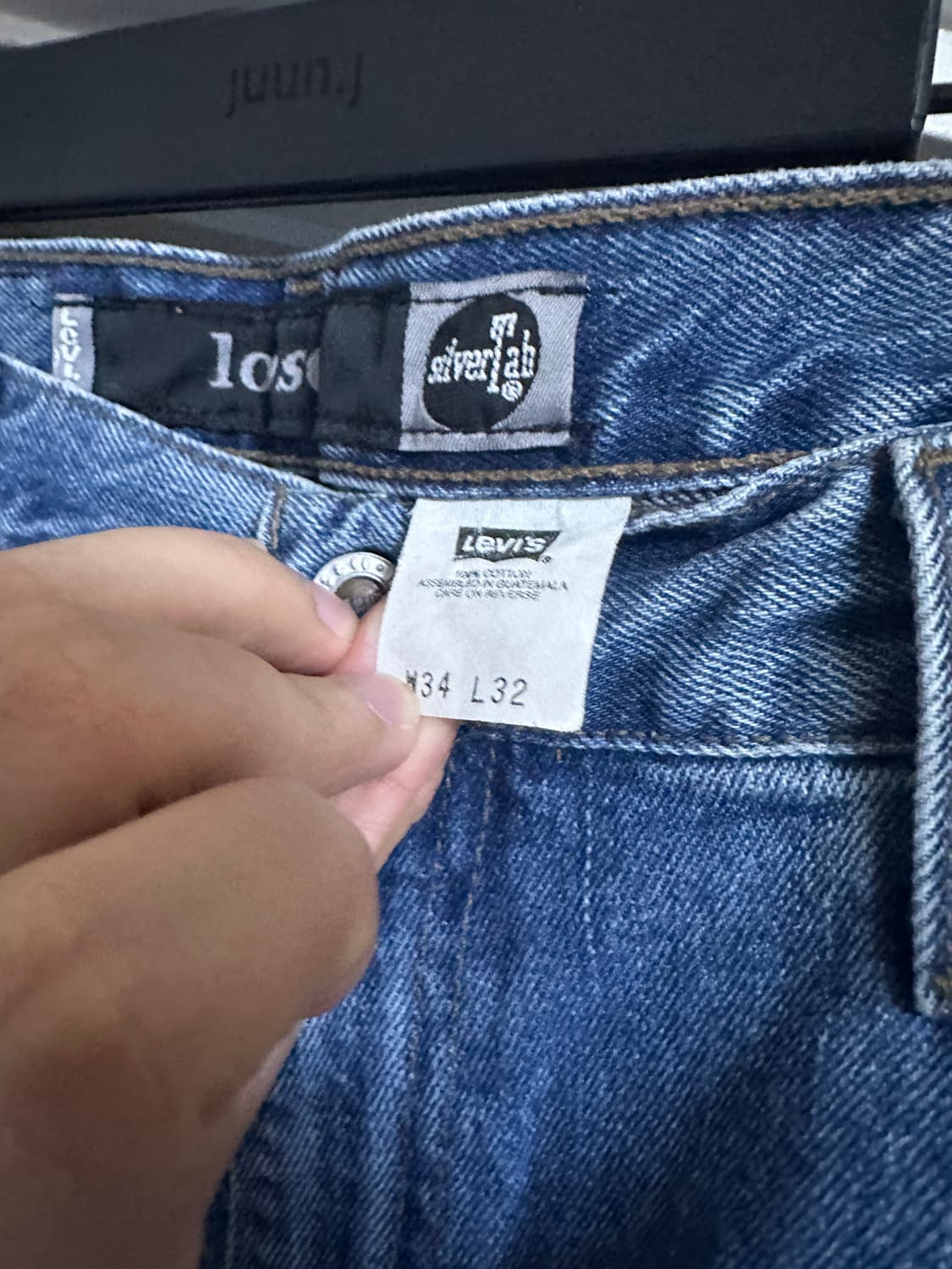 [34X32] 90s 빈티지 리바이스 실버탭 루즈 중청 상품이미지3