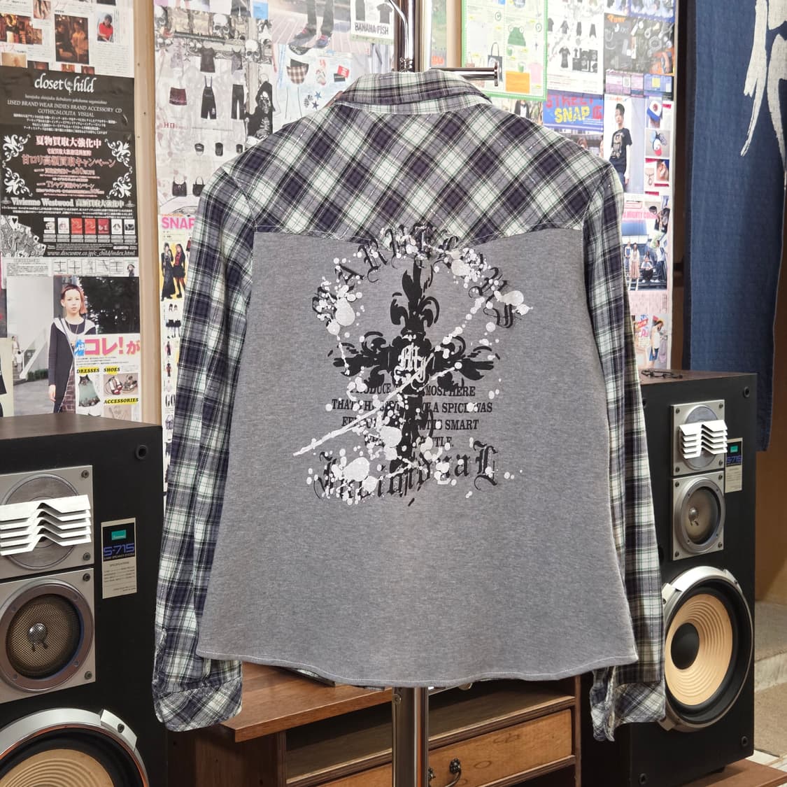 JPN 펑크 프린팅 체크 셔츠 상품이미지1