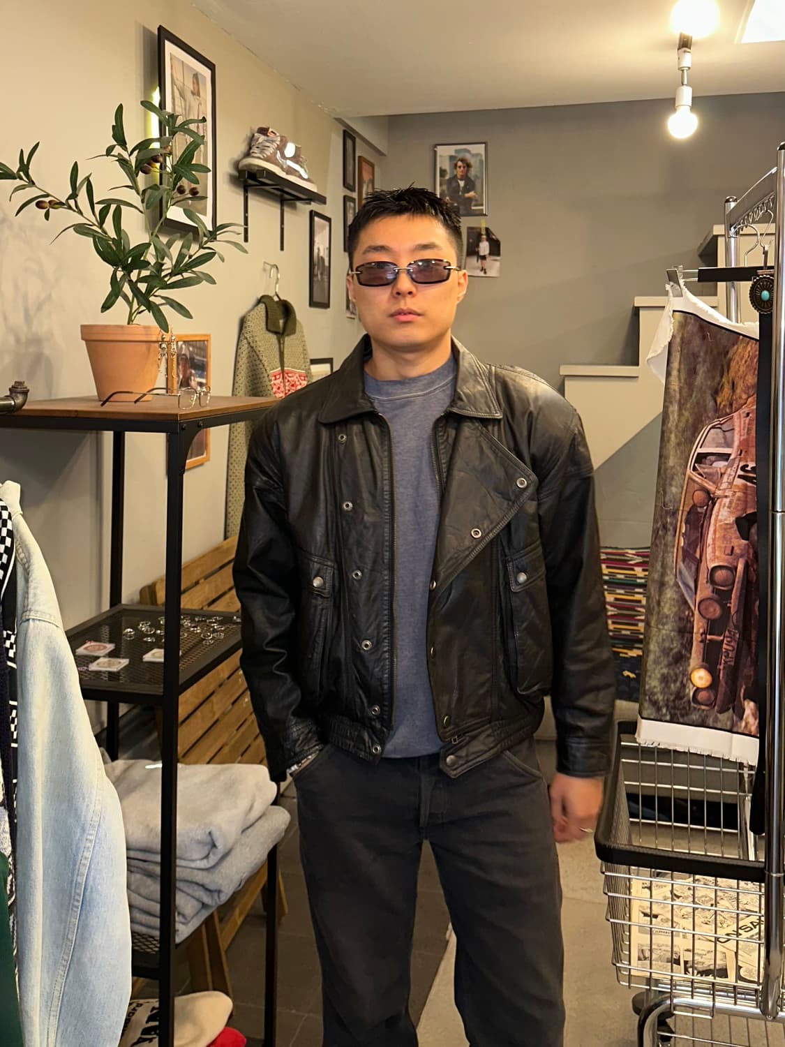 90’s Japanese leather aged rider jacket 상품이미지2