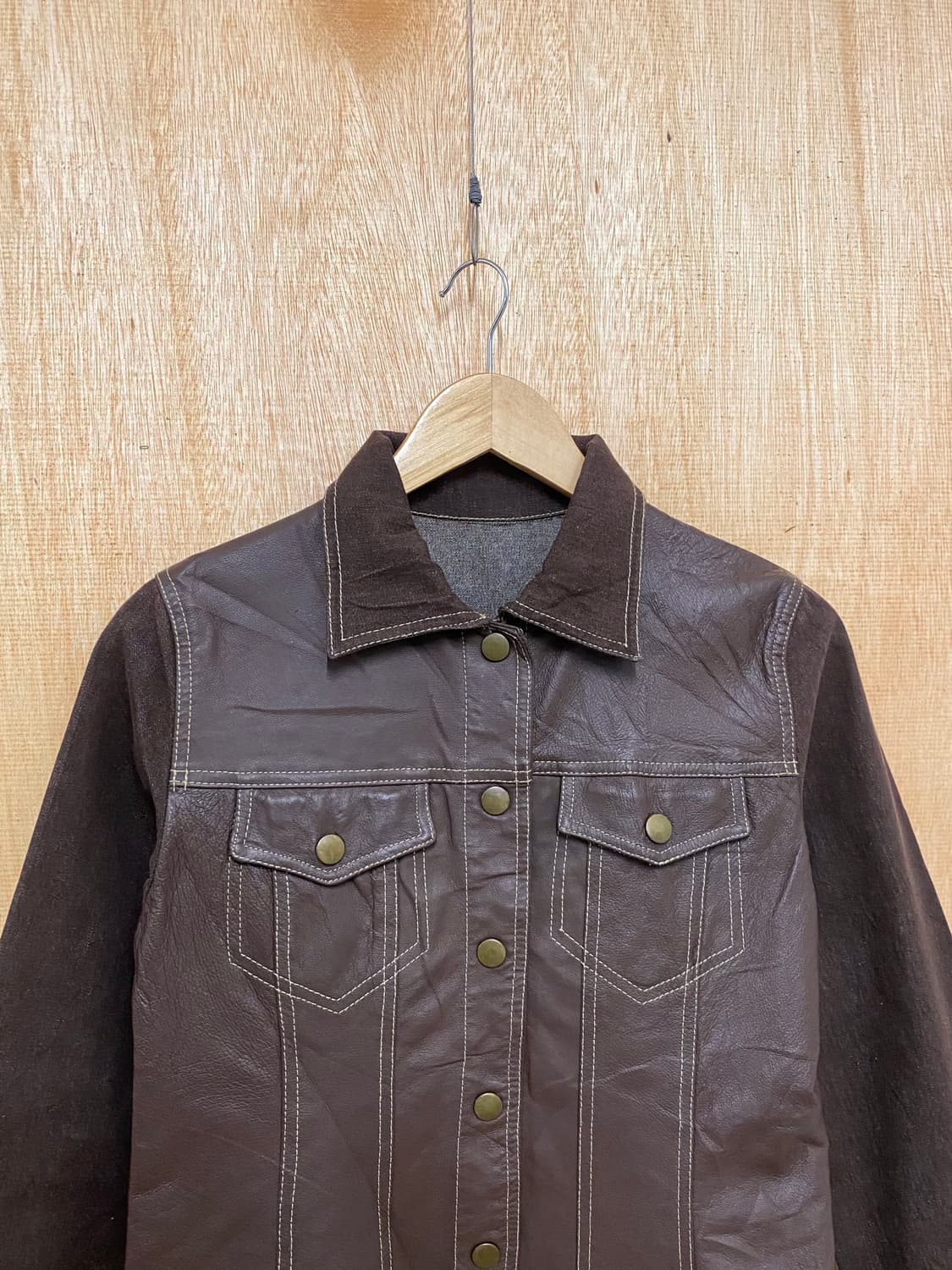 VTG leather denim jacket 상품이미지3