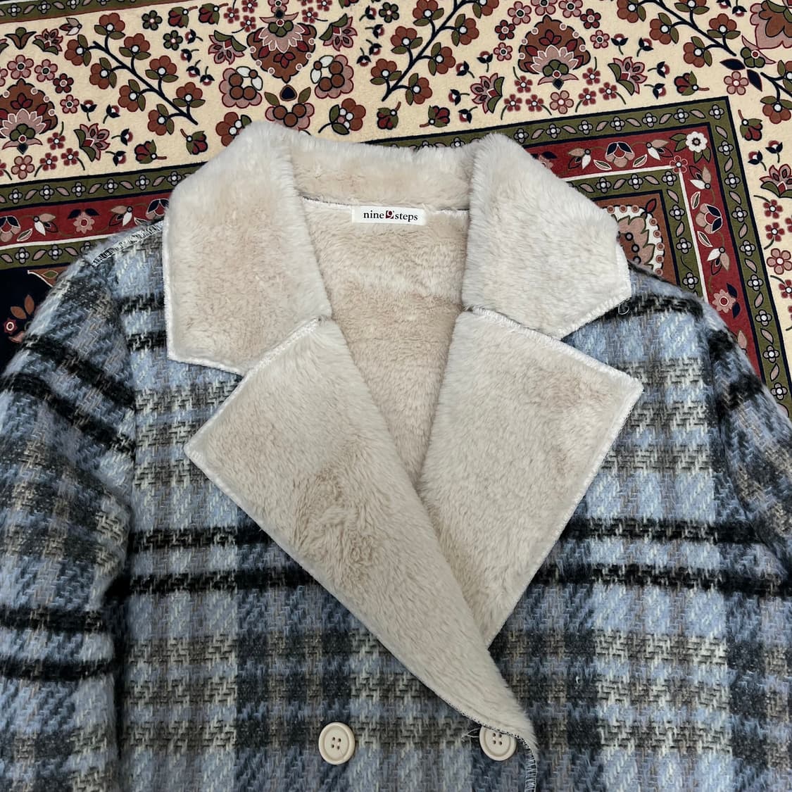 나인스텝스 체크 더블 롱코트 88-97-165 상품이미지2