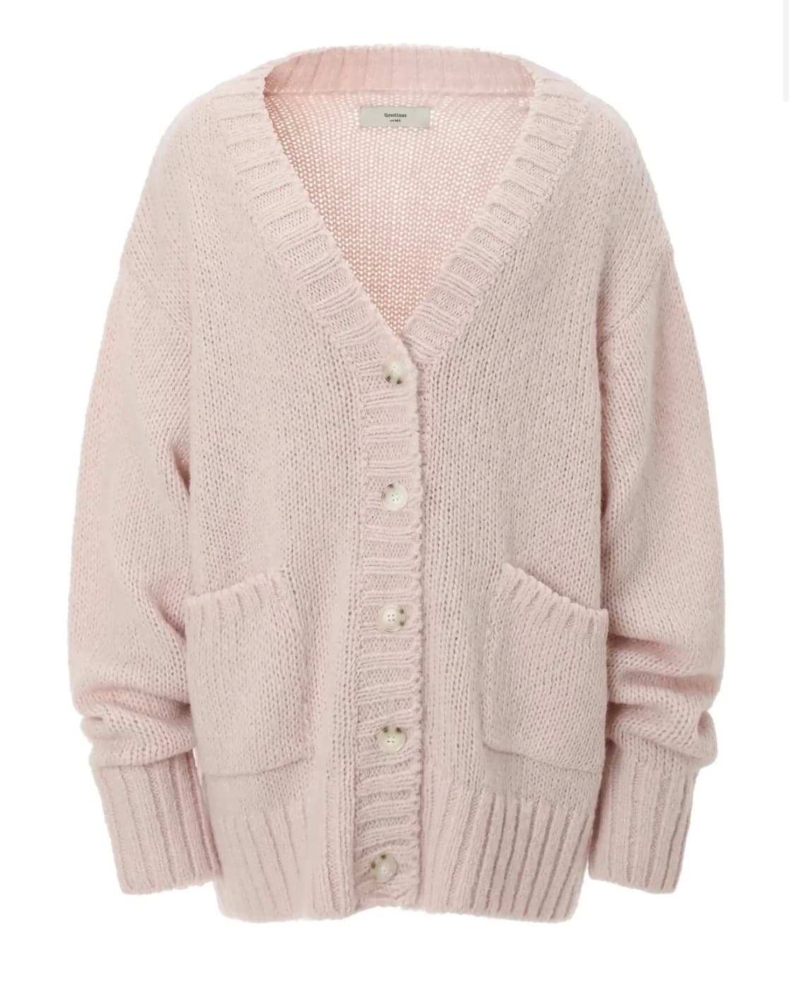쓰리타임즈 루즈 피넛 가디건 핑크 상품이미지1
