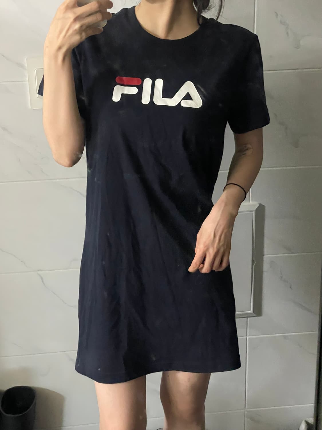 휠라 블랙 로고 티셔츠 원피스 S 상품이미지2
