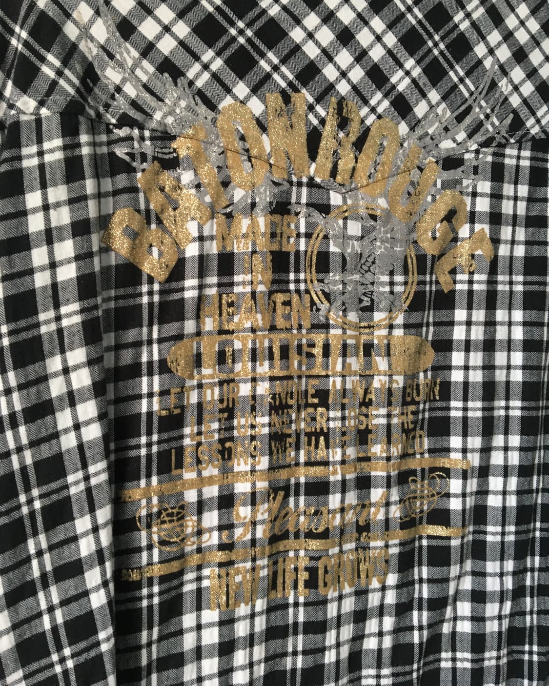 Back printing point check pattern shirt 상품이미지4