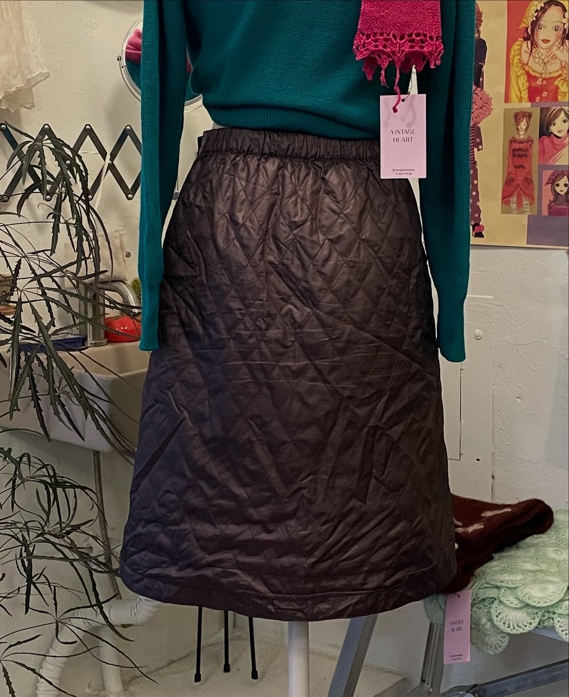 브라운 퀄티드 랩 스커트 [무배] 상품이미지3