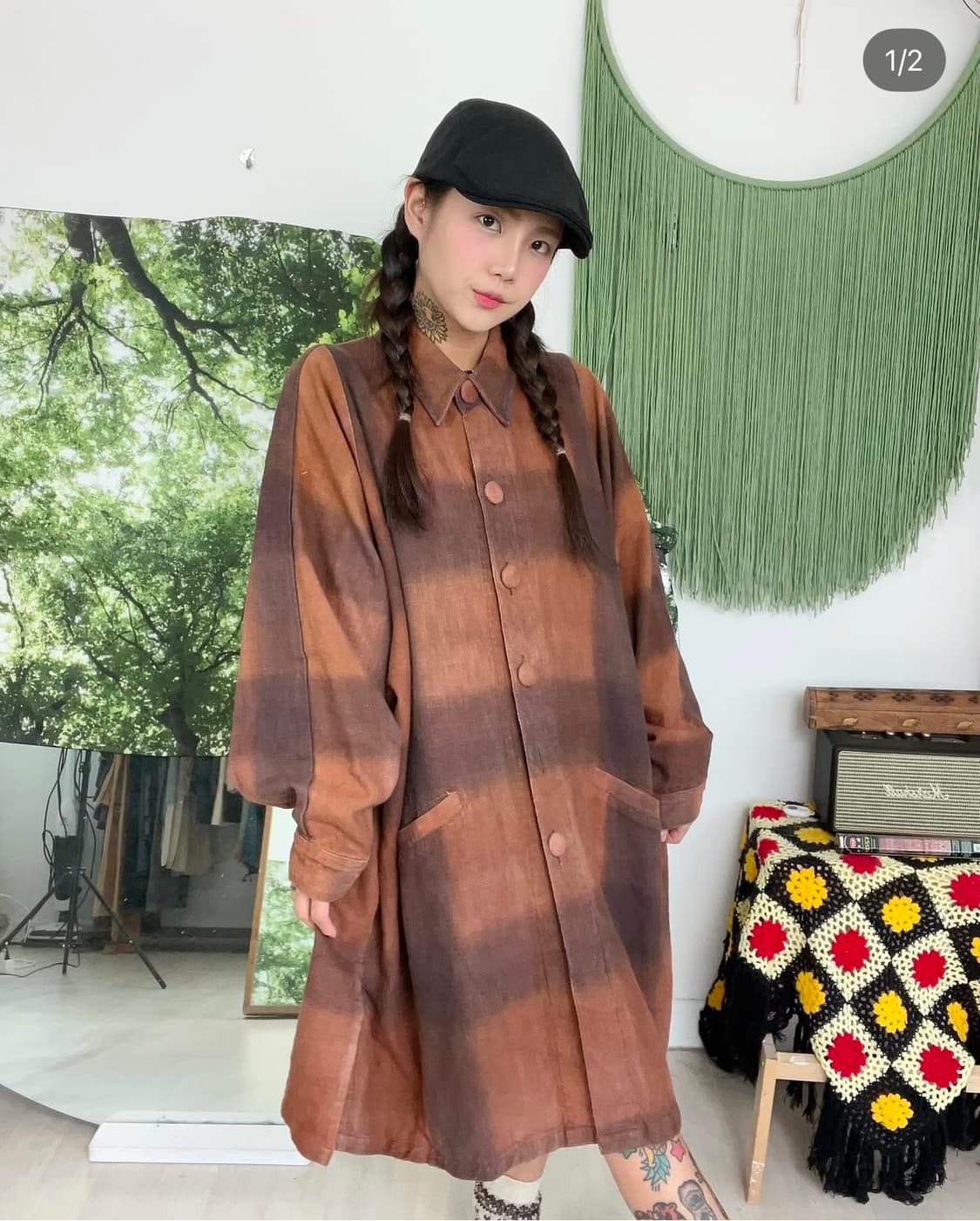 빈티지 할메카지 셔츠 원피스  상품이미지1