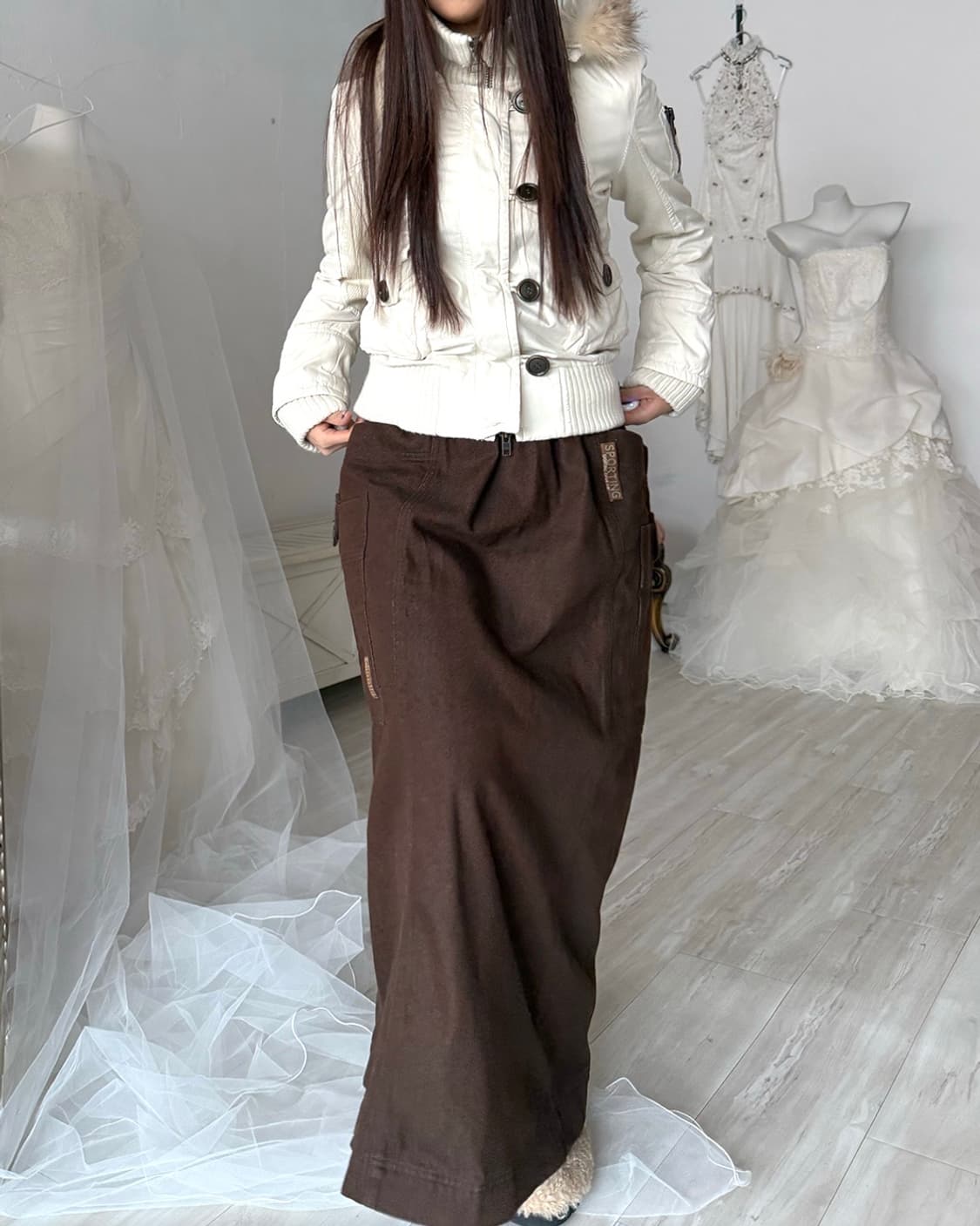 HAI by ISSEYMIYAKE brown Maxi long skirt 상품이미지6