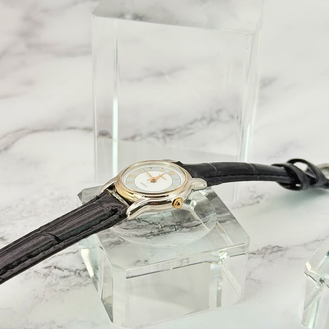 80s90s 빈티지 세이코 루센트 블루 샌드 다이얼 콤비 워치 상품이미지4