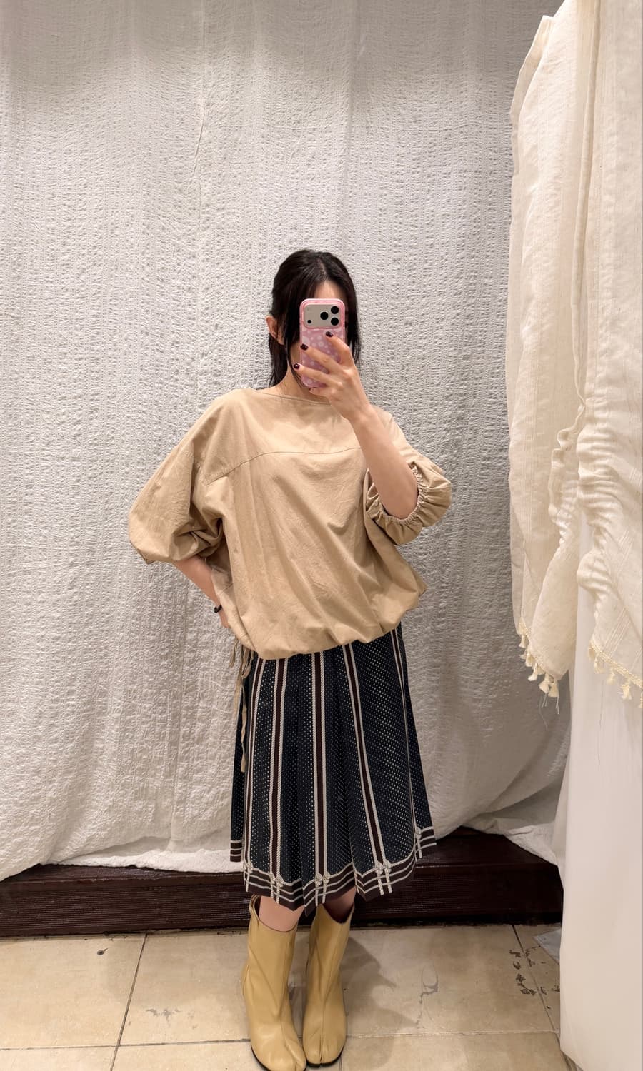 Satin dot midi skirt 상품이미지2