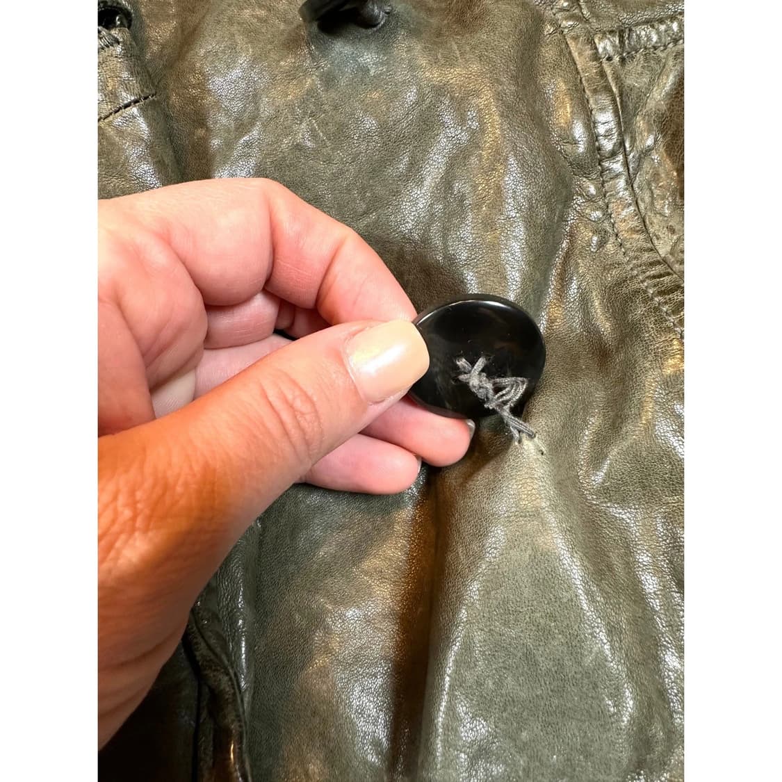 올드 갭 레더 피코트 올리브 상품이미지10