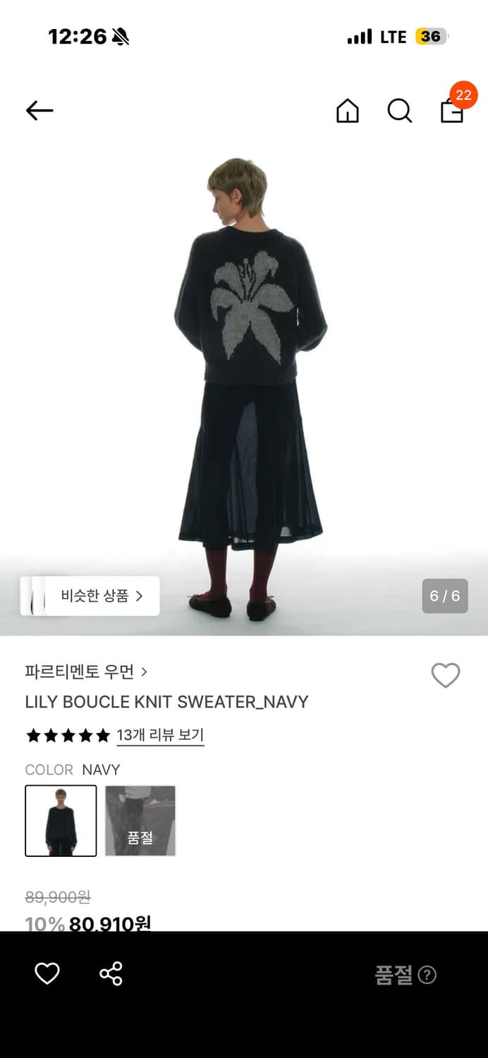파르티멘토 우먼 LILY BOUCLE KNIT SWEATER NAVY 상품이미지1