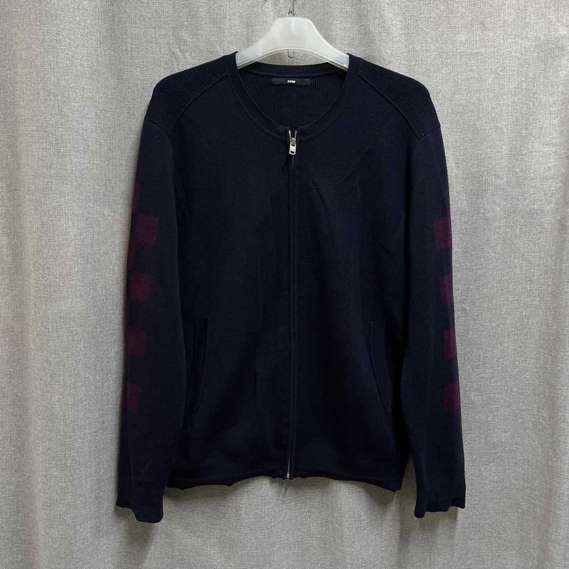 [105] 시스템옴므(SYSTEM) 체크 울 라운드 니트집업 가디건 상품이미지1