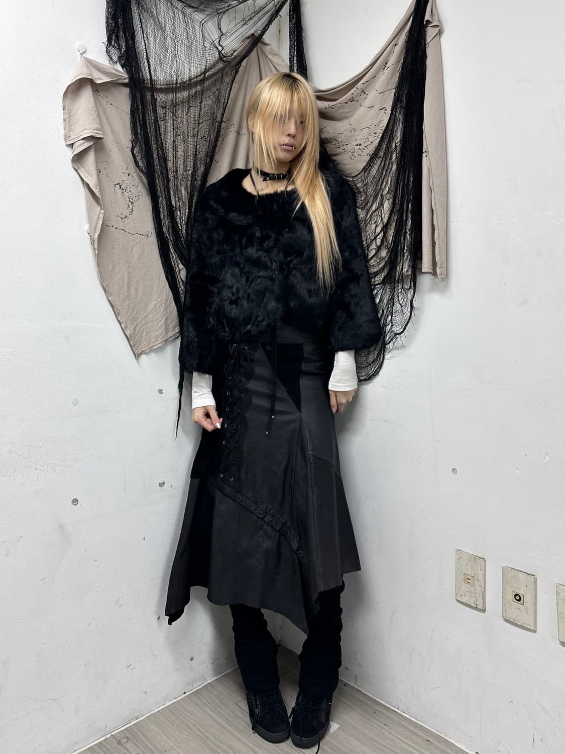 Rabbit Fur Black Wide Cuff Jacket 상품이미지3