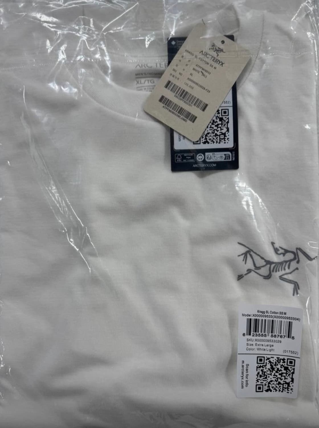 아크테릭스 Kragg SL Cotton SS M 반팔티(블랙, 화이트) 상품이미지5