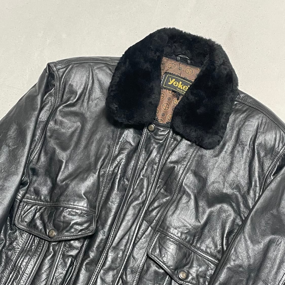 105 Vtg 소가죽 레더 무스탕 봄버 자켓 상품이미지1