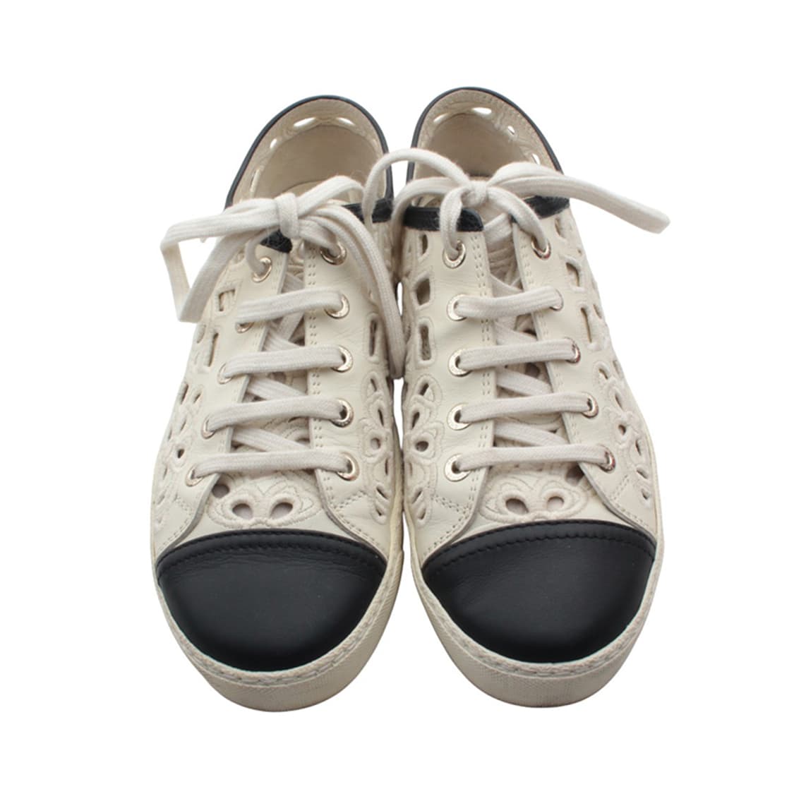샤넬 아이보리 아일렛 어퍼 캡토 스니커즈 36 상품이미지2