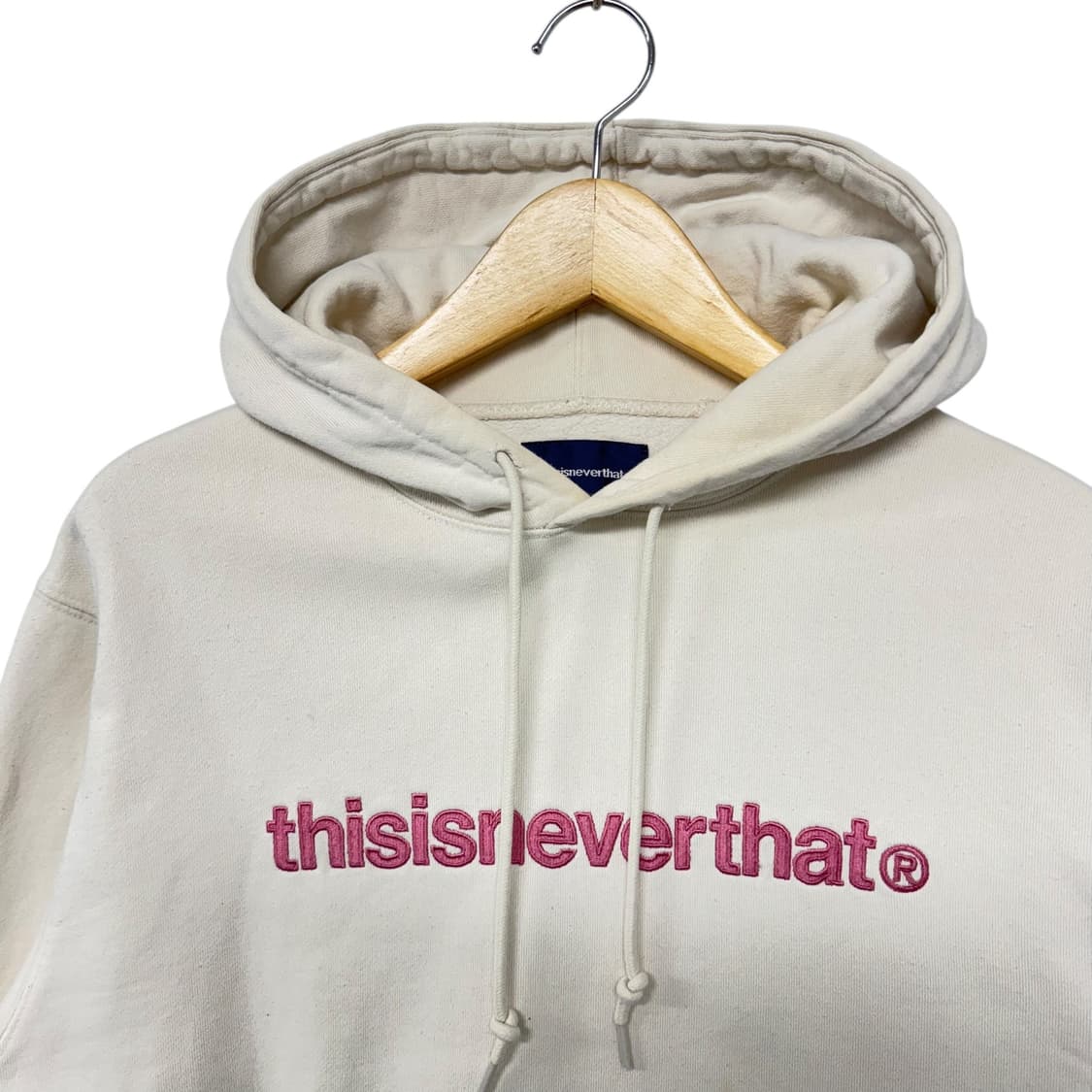 디스이즈네버댓 자수로고 후드티 아이보리핑크 상품이미지2