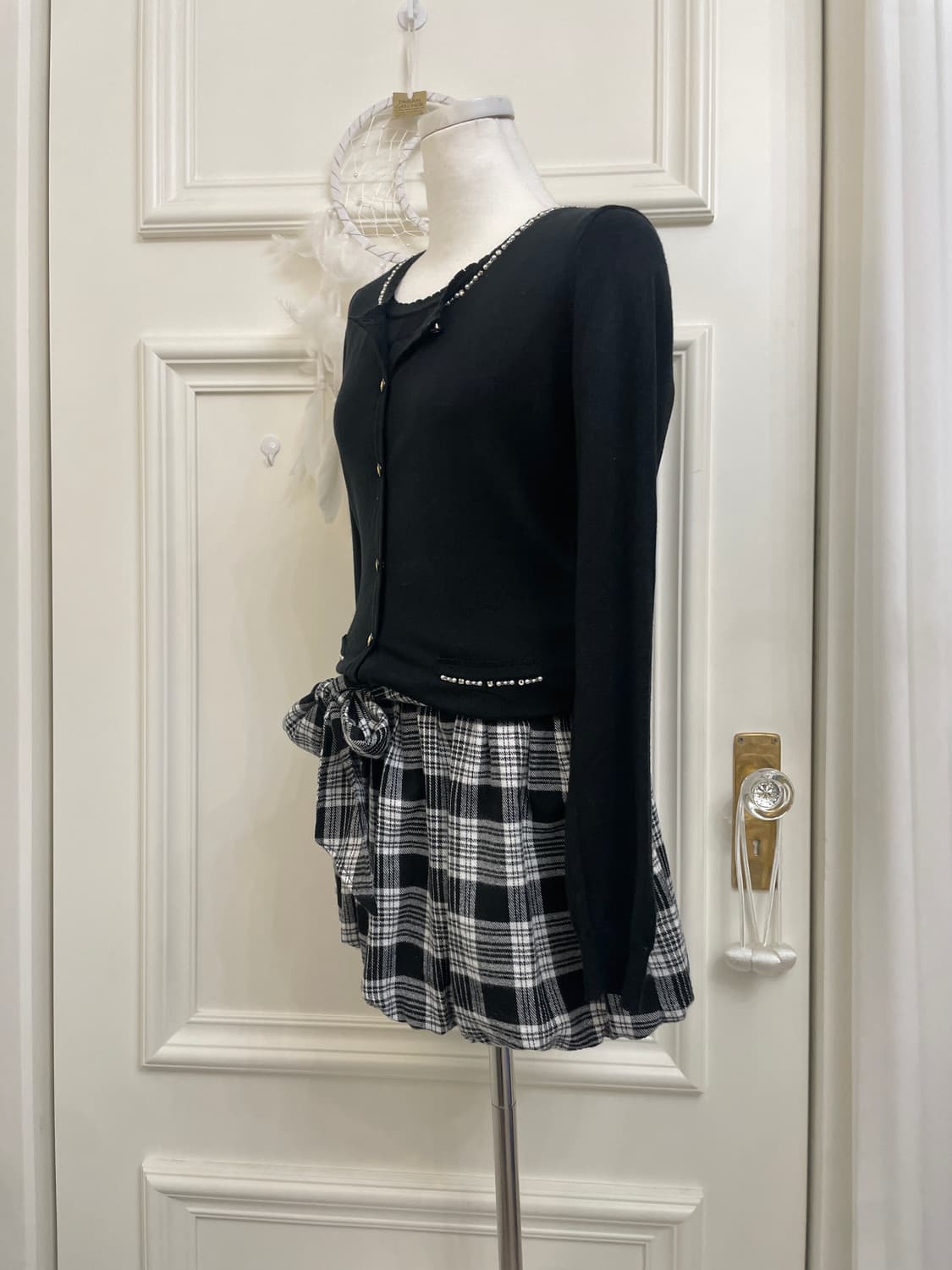 black&white check bow point lovely mini 상품이미지7
