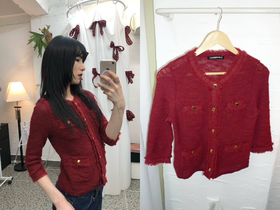 Scarlet tweed cardigan 상품이미지1