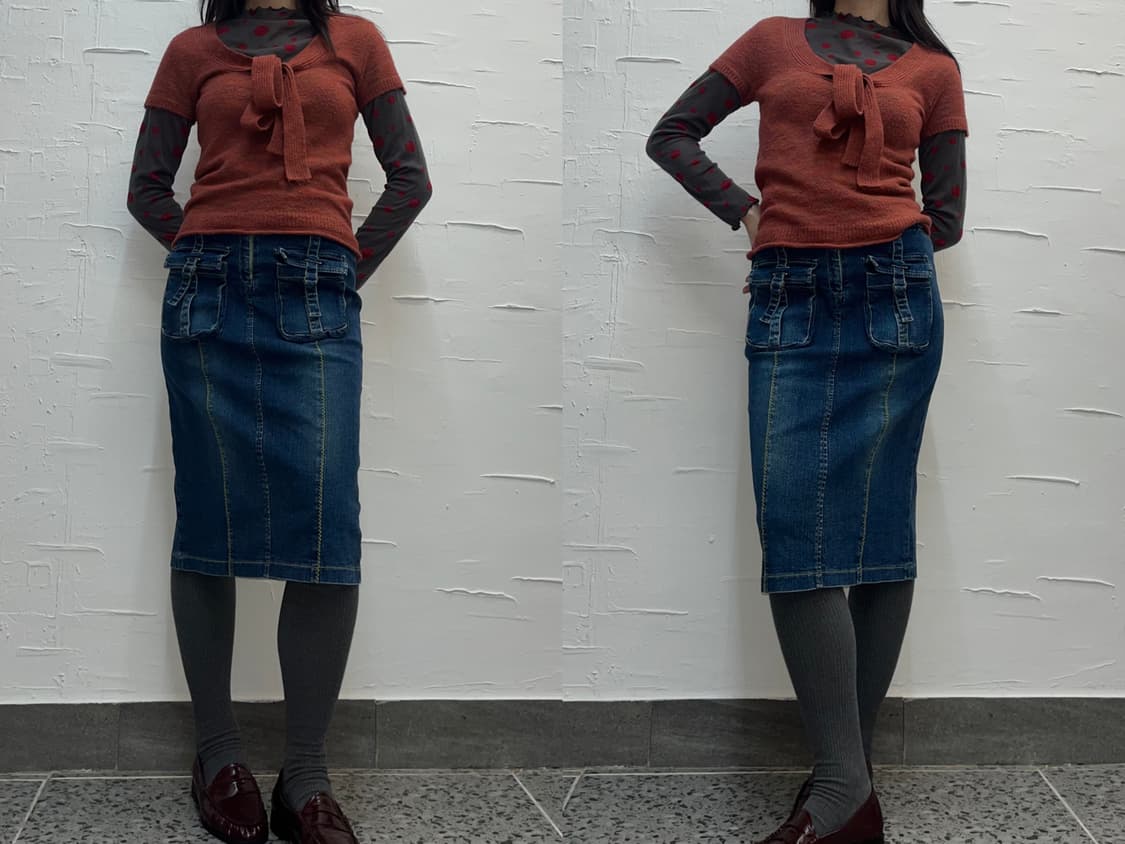 Ribbon deep orange knit 상품이미지2