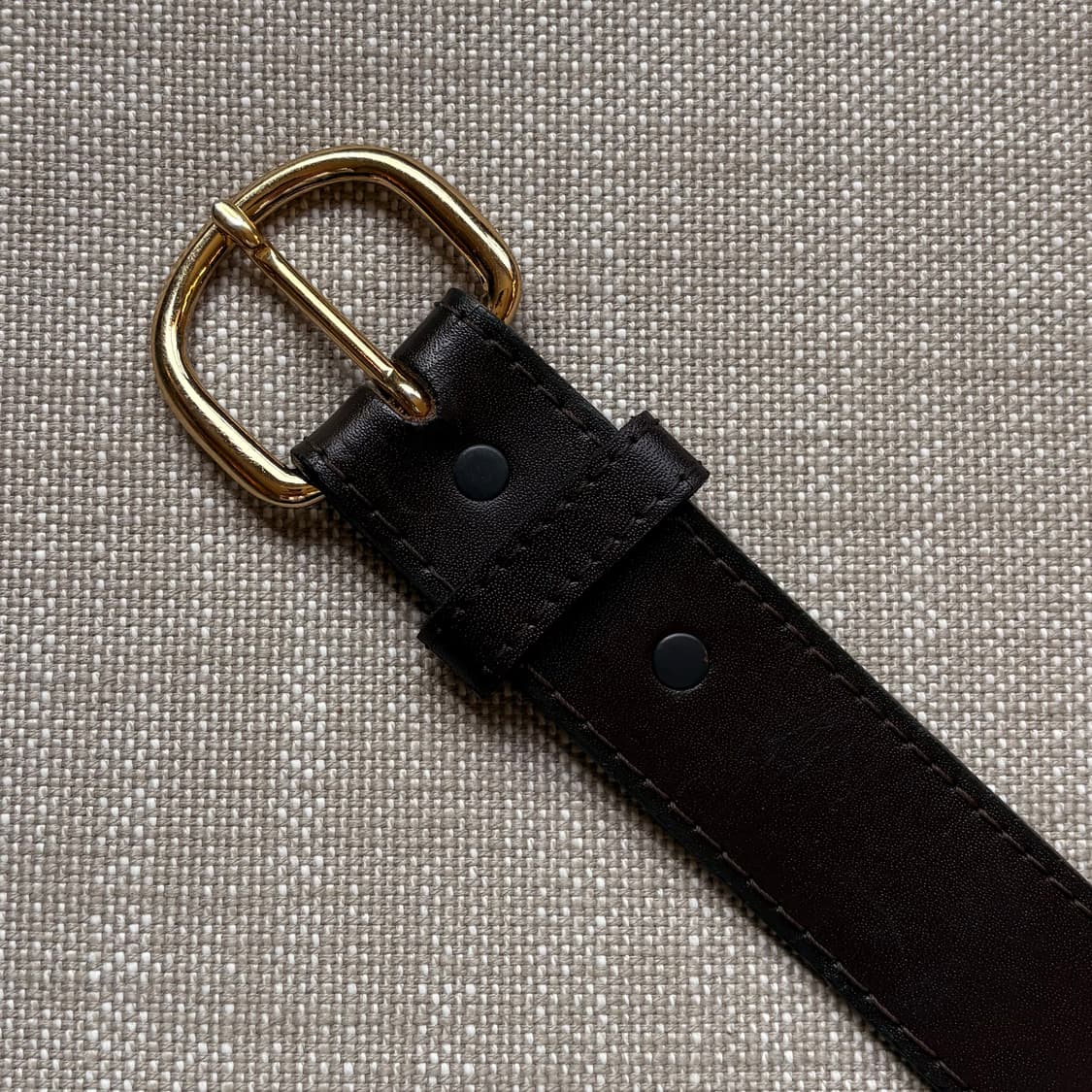 [35-36] 90s USA 다크 브라운 레더 솔리드 브라스 버클 벨트 상품이미지5