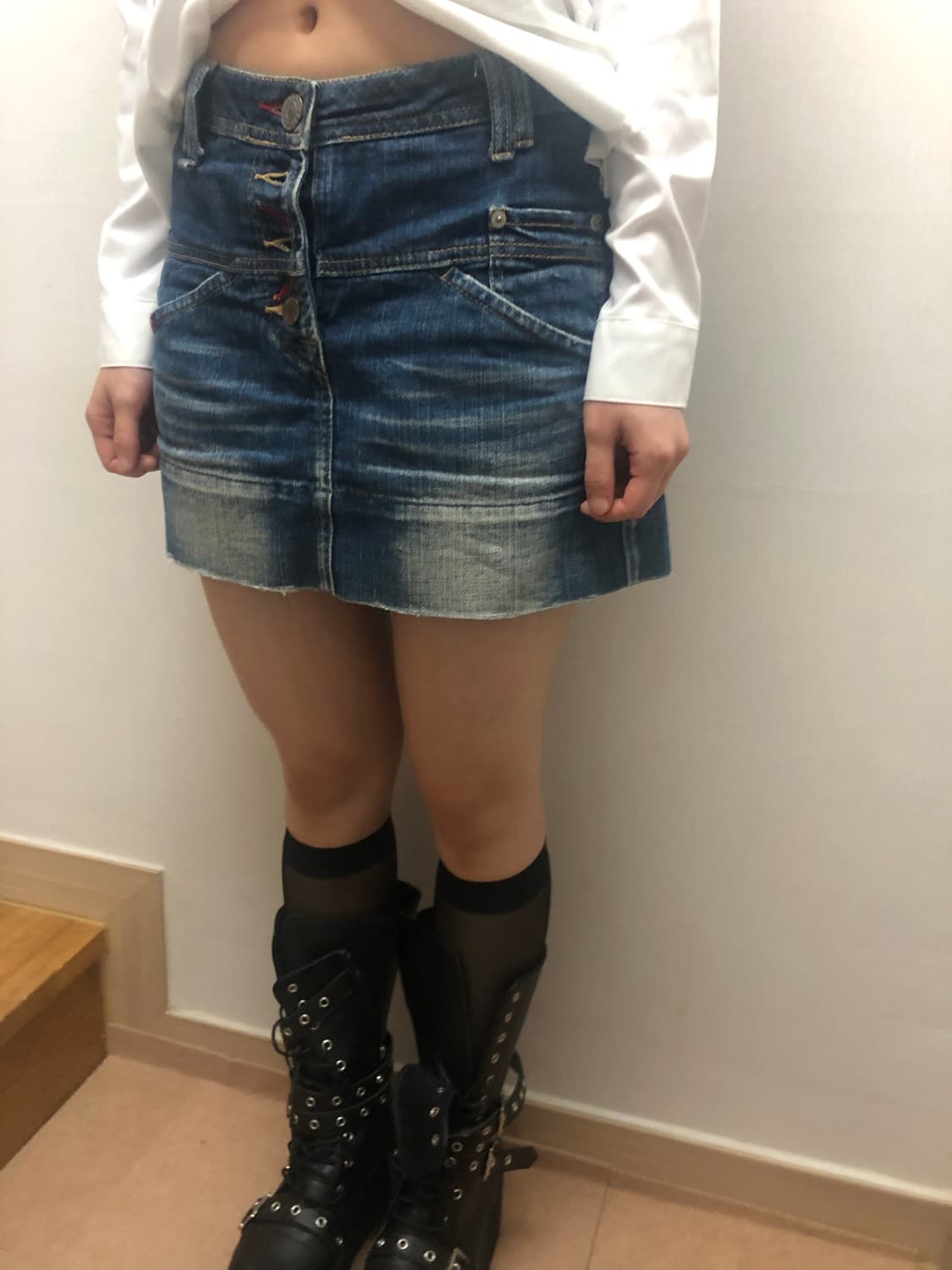 빈티지 데님 버튼 미니 스커트 상품이미지8