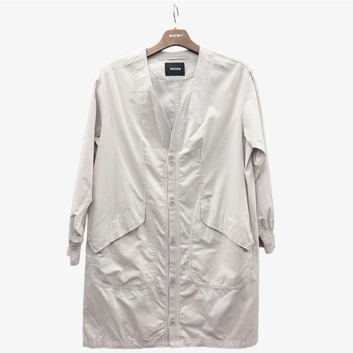 ZUCCA 주카 재패니즈 코튼코트 절개 핀턱 빅포켓 디테일 스모크화이트 상품이미지1