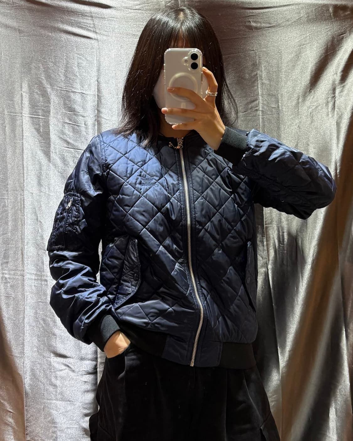 Xs 아디다스 파이어버드 다크블루 퀼팅 블루종 상품이미지1