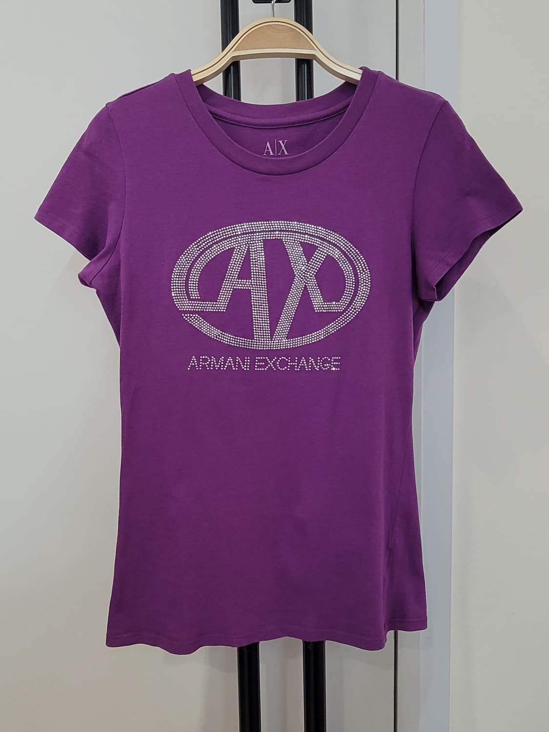아르마니 익스체인지 핫픽스 로고 퍼플 반팔 티셔츠 S사이즈 상품이미지1