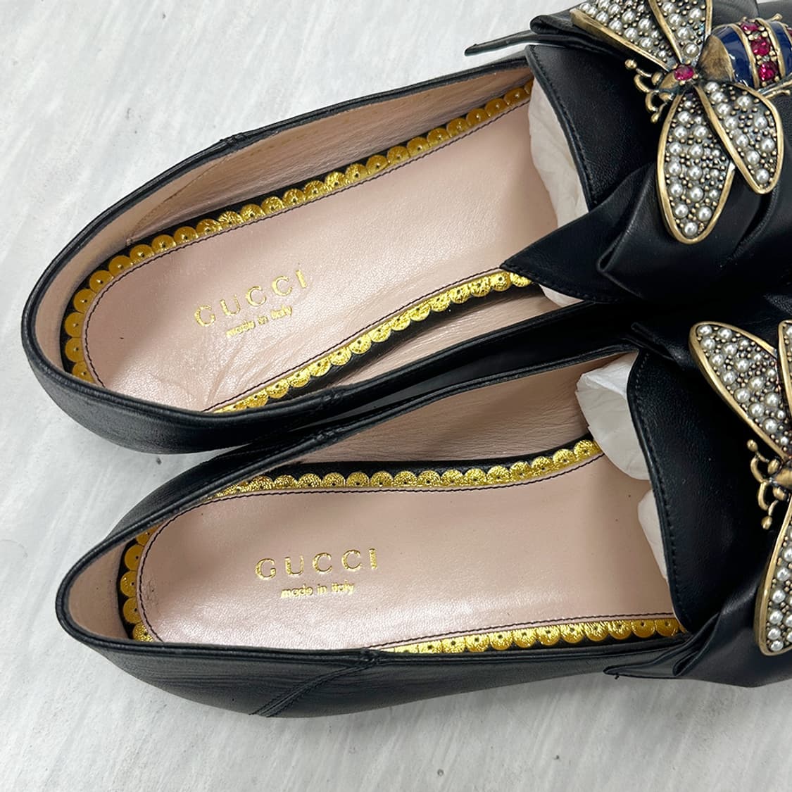 구찌 레더 꿀벌 비 리본 발레 플랫 로 37.5 240-245mm 상품이미지6