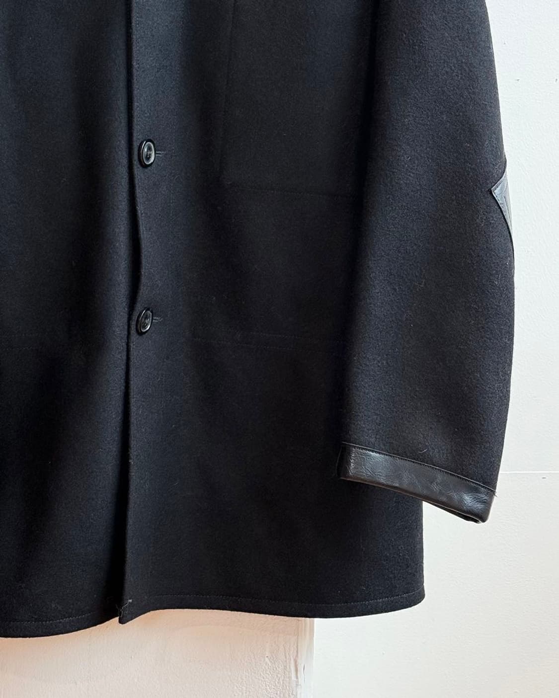 메종 마르지엘라 2021fw 블랙 울 레더 패치워크 자켓 상품이미지6