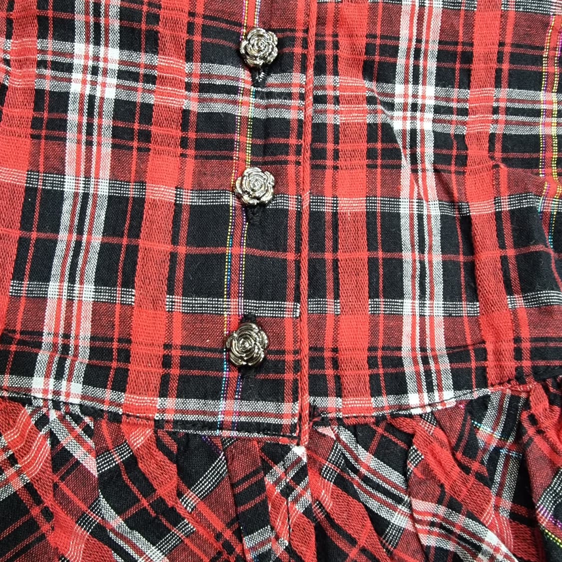 BODY LINE 레드 체크 프릴 코르셋 탑 상품이미지2