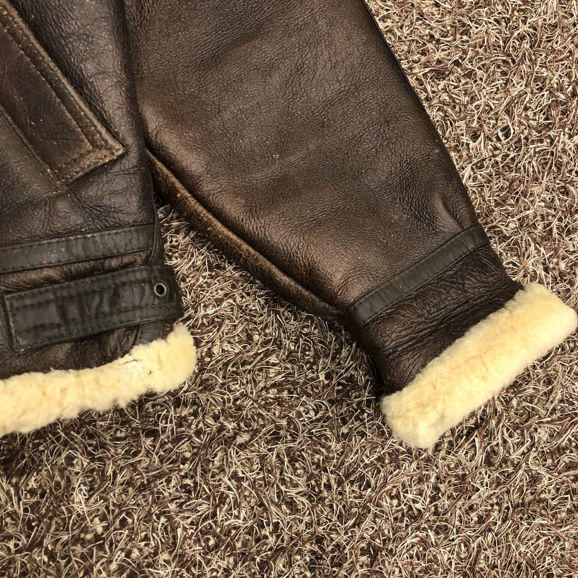 빈티지 B-3 양가죽 양털 시어링 레더 가죽 무스탕 자켓 상품이미지3