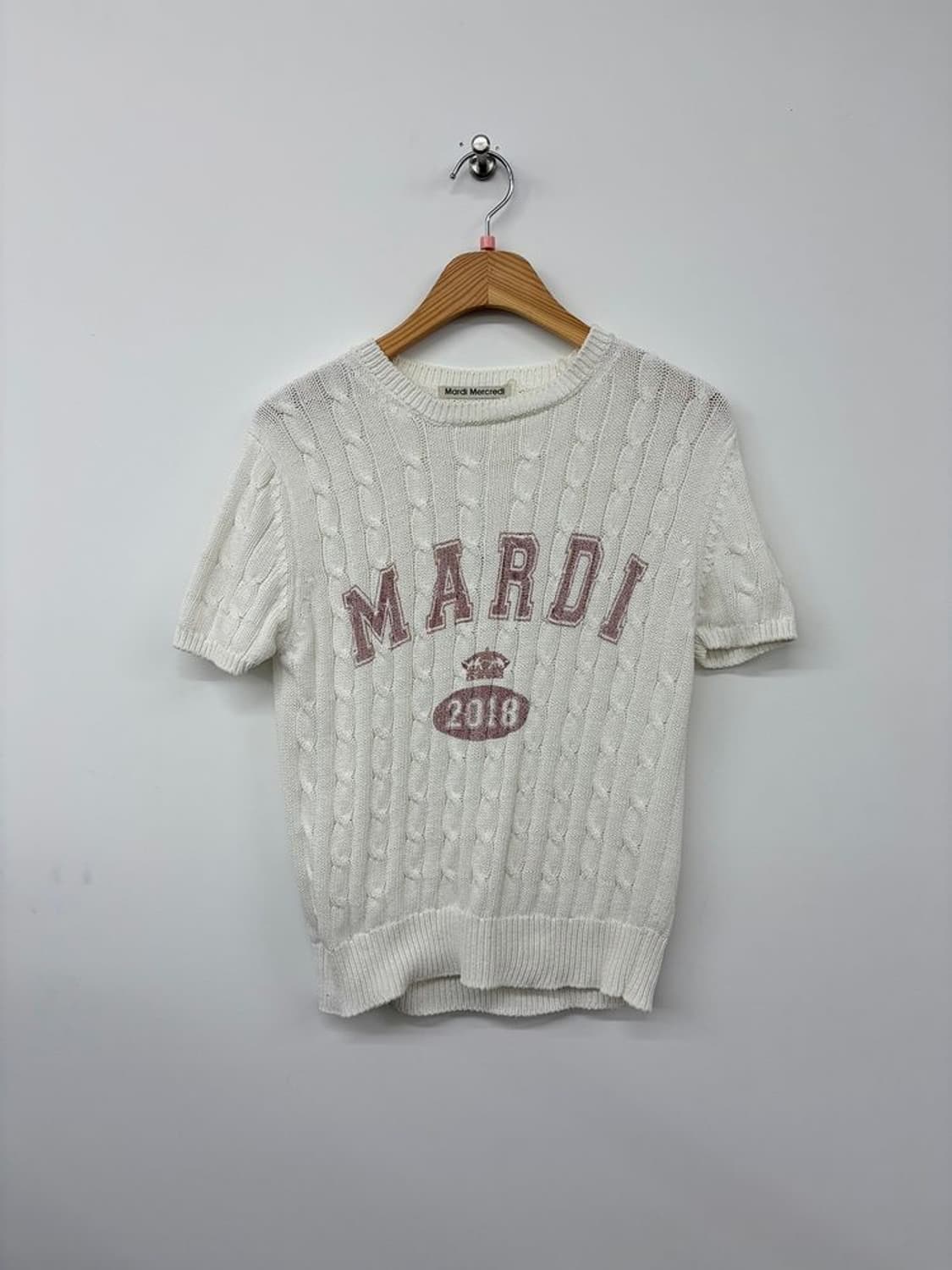 Mardi 메크르디 빅로고 케이블 니트 반팔 PN9733 상품이미지1