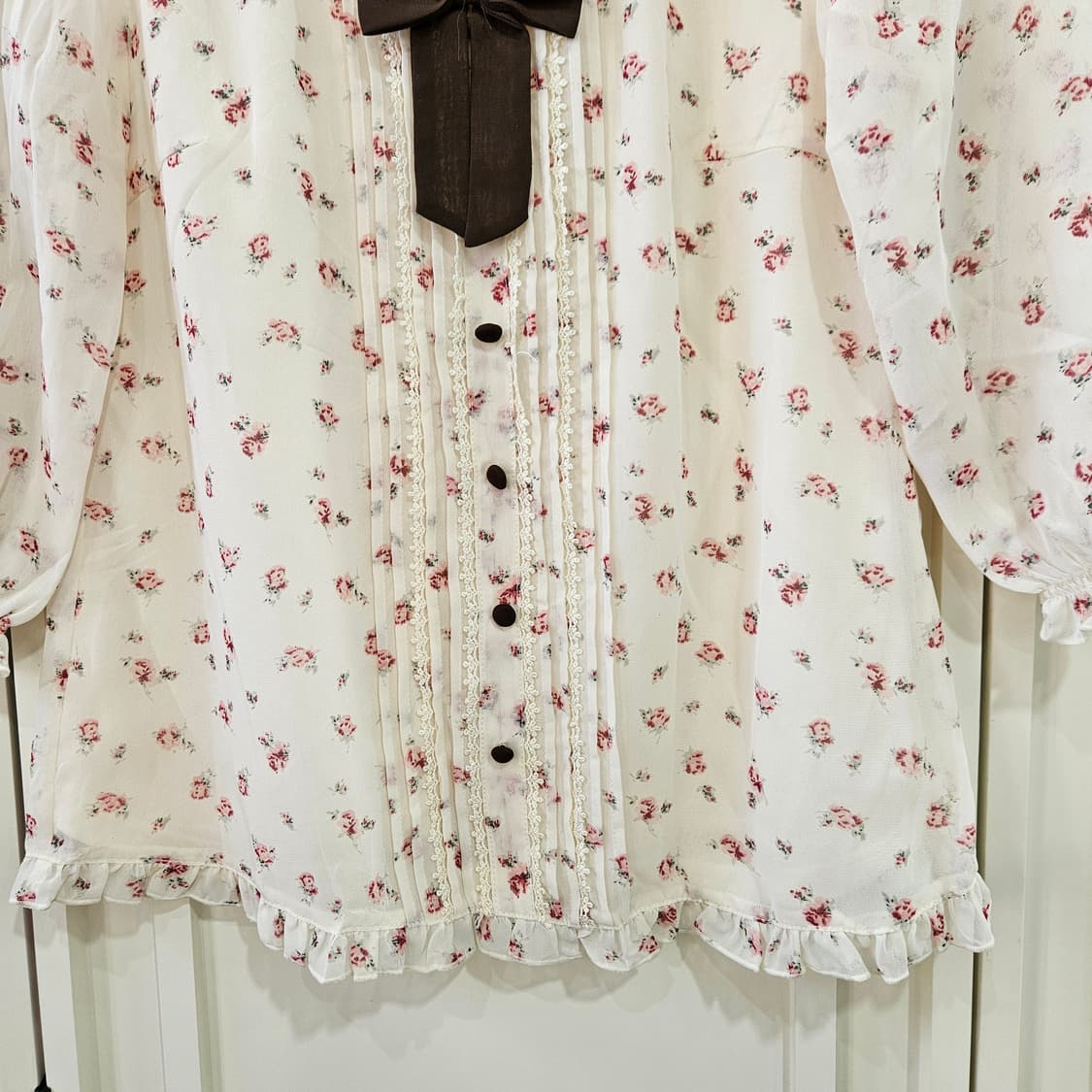 프라임 패턴 플라워 쉬폰 블라우스 상품이미지4