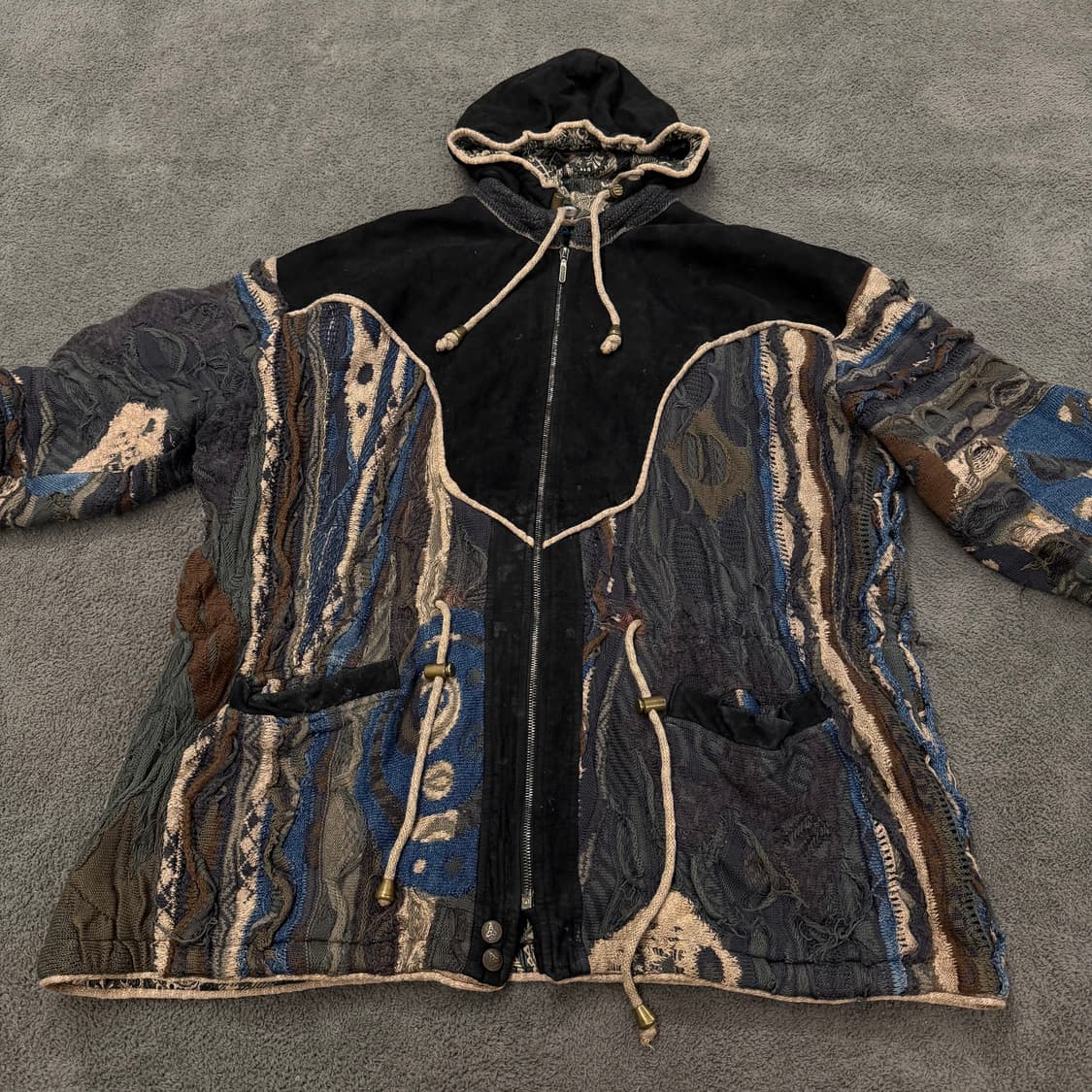 [ 정품/M ] 쿠지 빈티지 케이블 니트 후드집업 상품이미지2