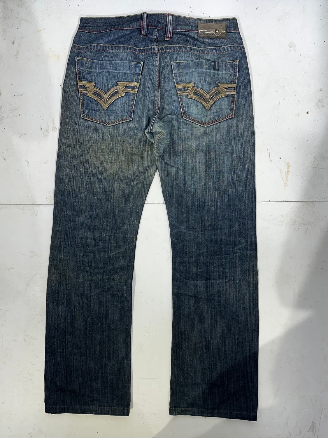 일본 빈티지 중청 자수 와이드 워싱 데님 팬츠 청바지  상품이미지5
