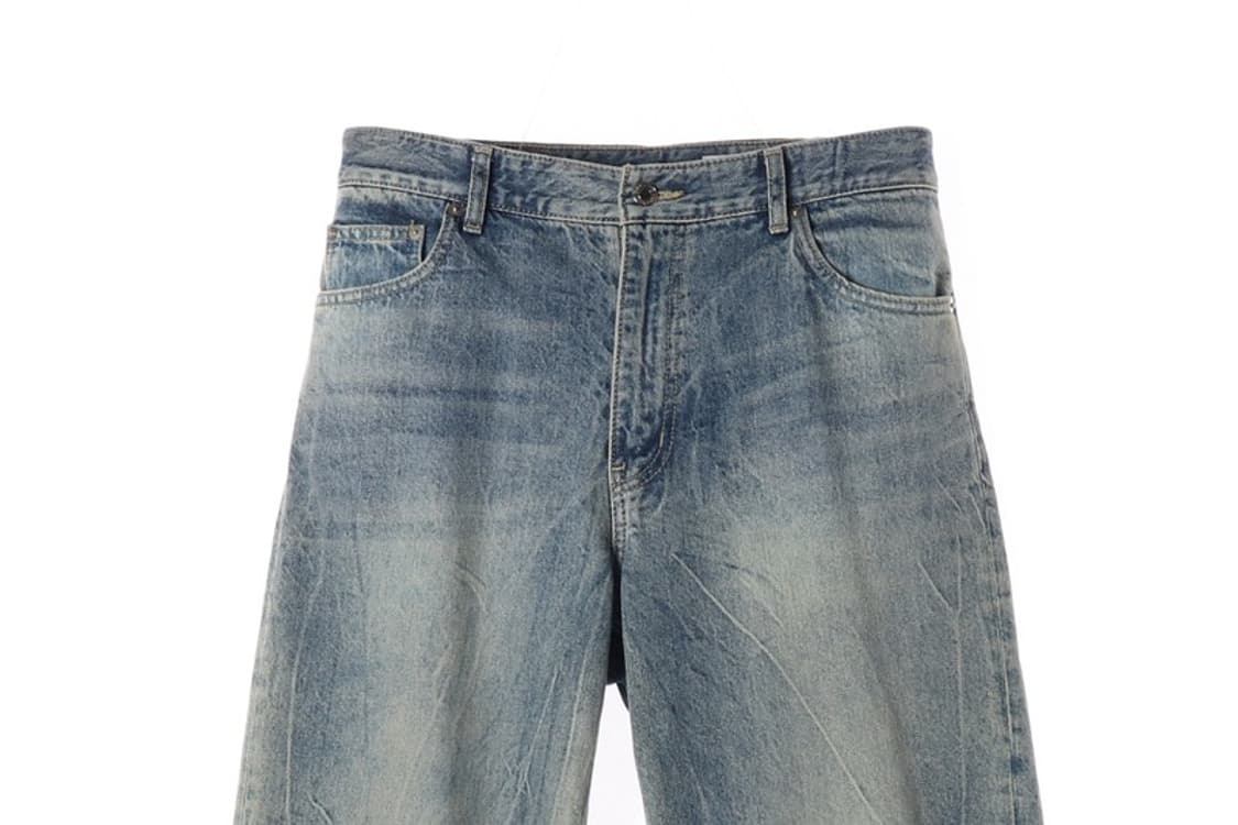 모드나인 연청 워싱 와이드 데님팬츠 30 상품이미지3