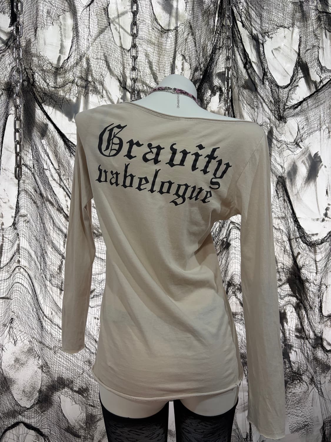 Y2k Grunge lettering off-shoulder  상품이미지10