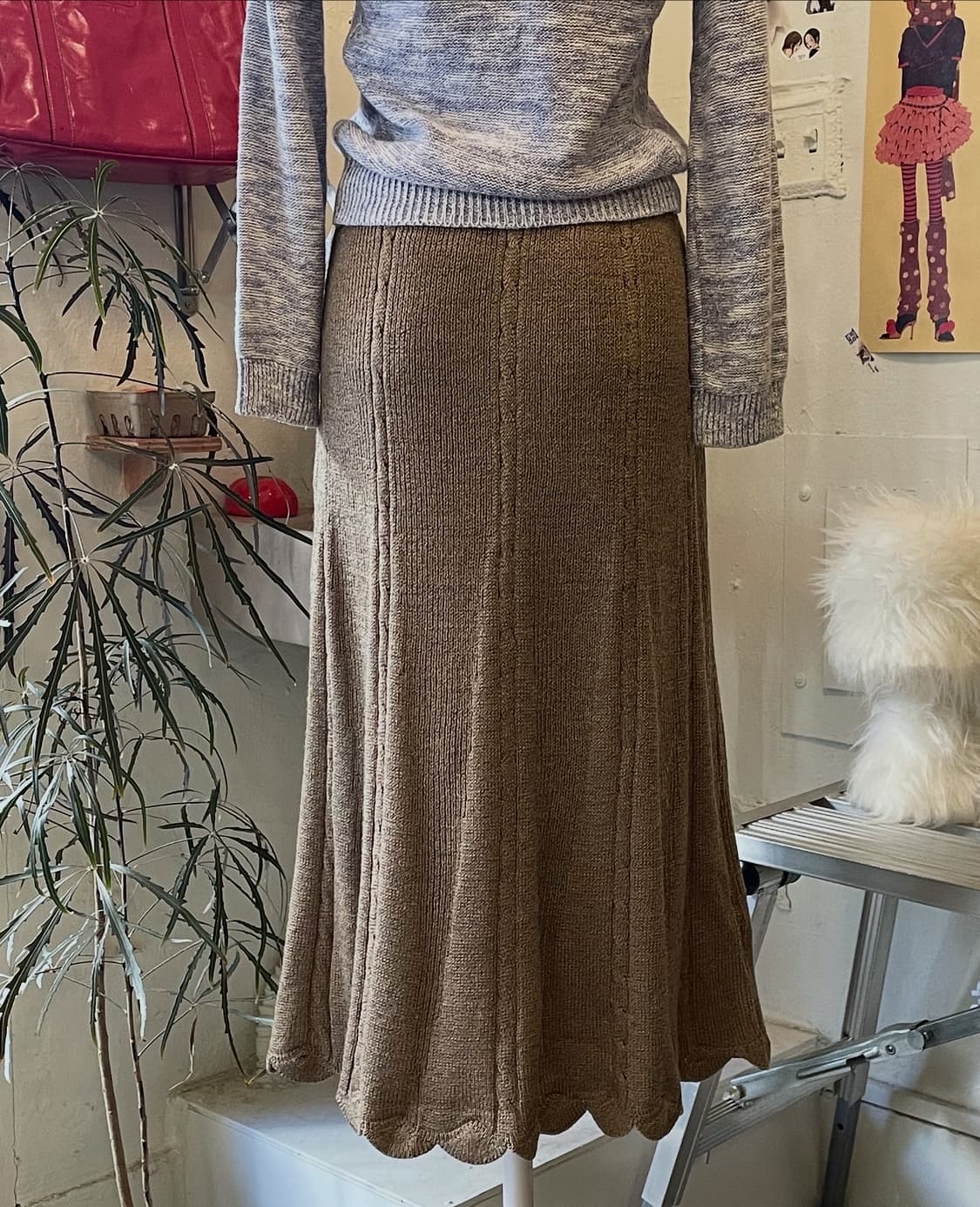 베이지 니트 롱 스커트 [무배] 상품이미지3