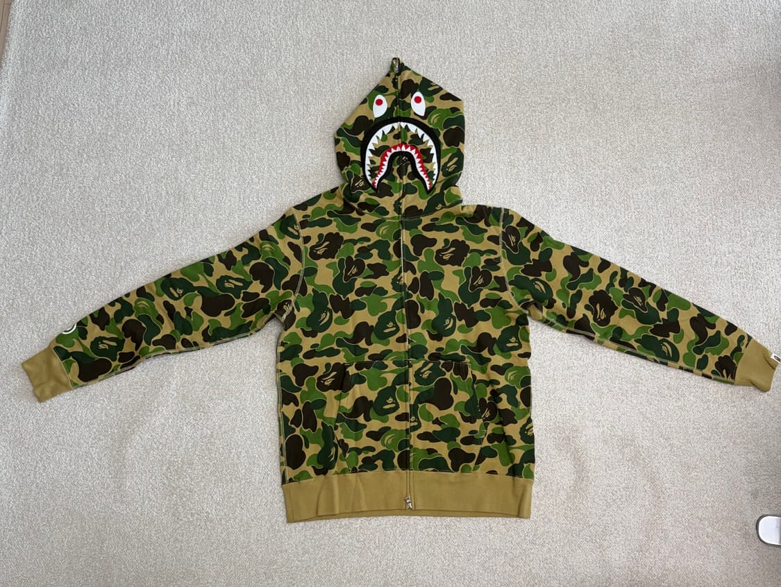 베이프 카모 세퍼레이트 샤크 풀 집 후드 그린(XL) 상품이미지3