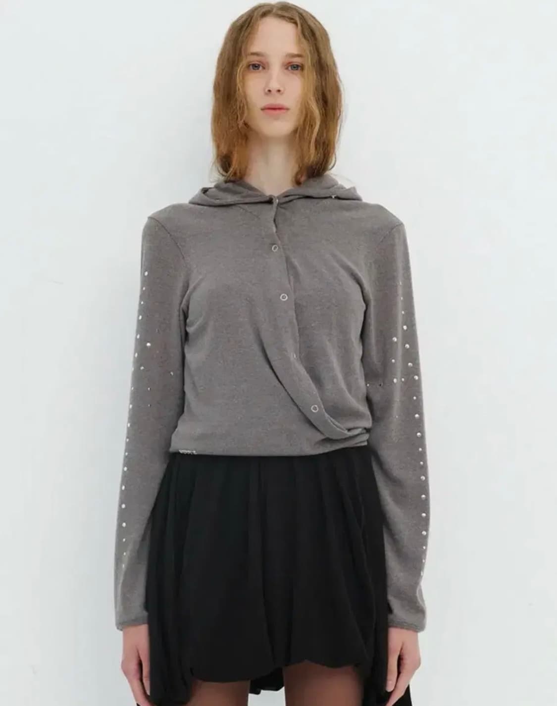 세릭 비즈 랩 후드 가디건 beads wrap hood cardigan 상품이미지1