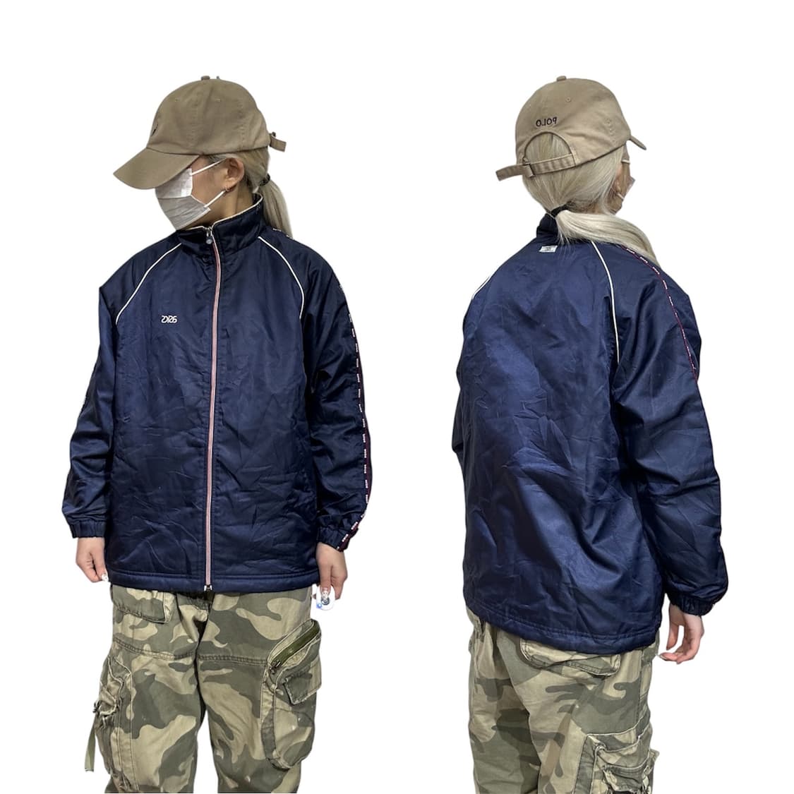 아식스 네이비 오버핏 바람막이 올드스쿨 트랙 자켓 M 상품이미지1