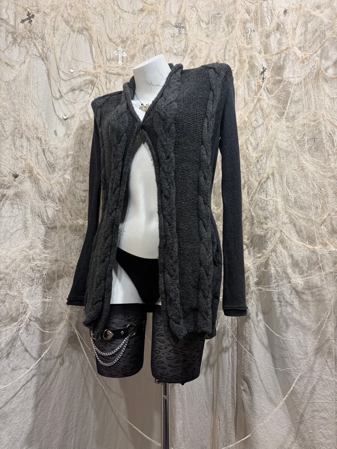 00‘s Grunge cable knit Cardigan 상품이미지8