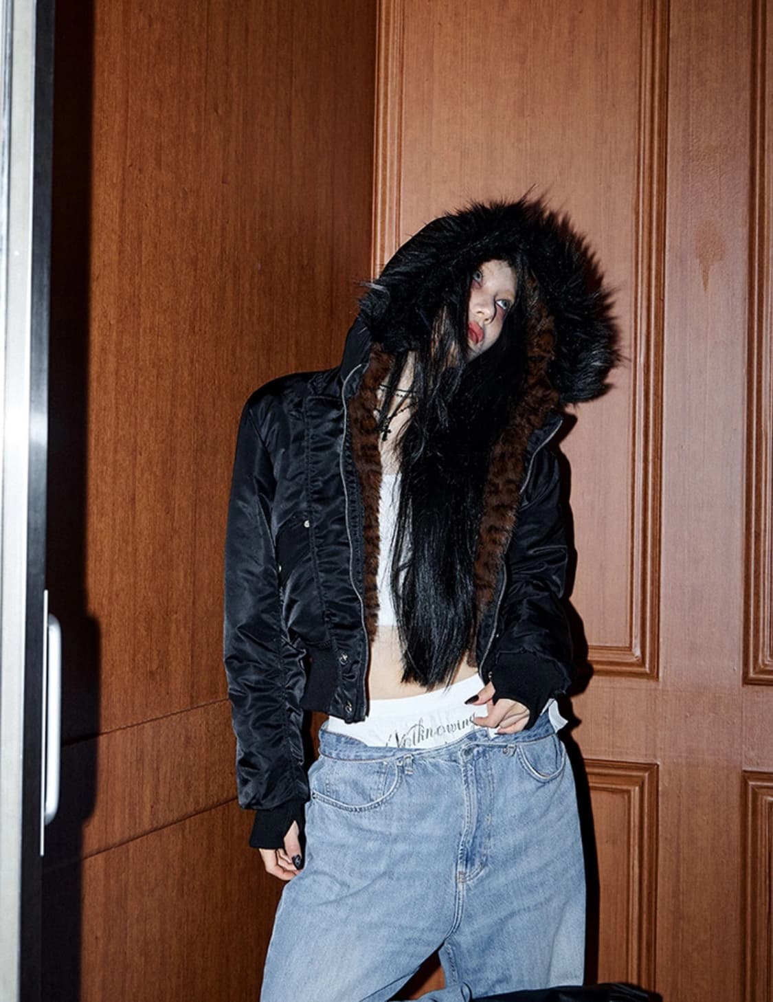 낫노잉 Fur Trim MA-1 Padded Jumper (BLACK) 상품이미지1