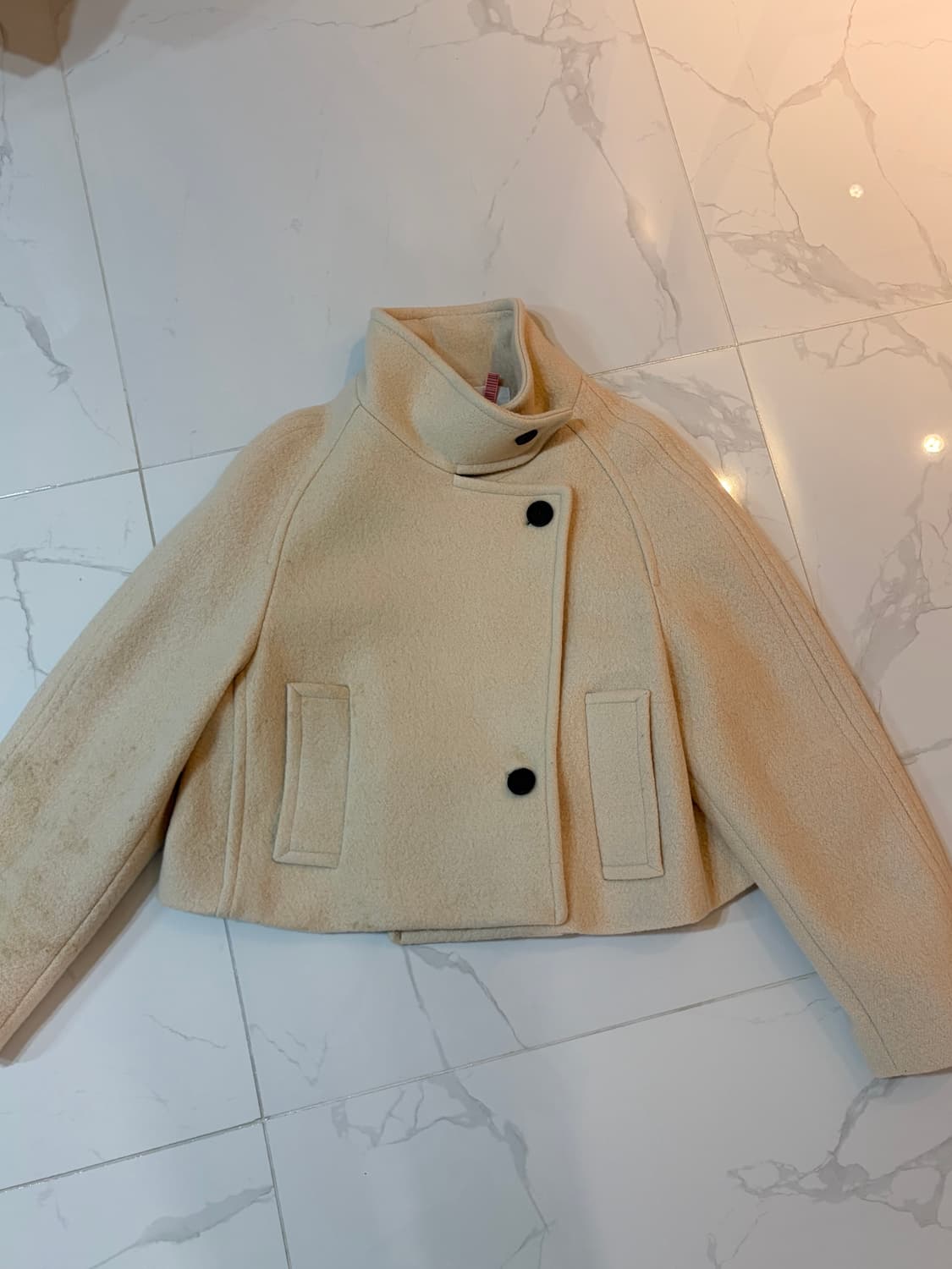 Le 르 알파카 하이넥 코트 자켓 크림색 상품이미지5