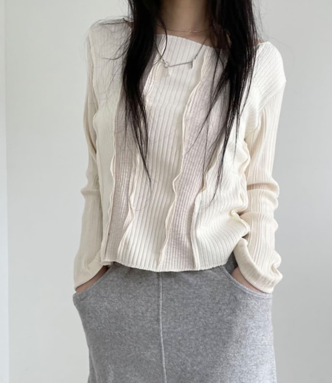 Mixed Fabric top 상품이미지3